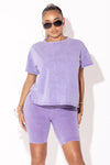 Lavender Acid wash Biker Short Set