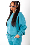 Dusty Teal Cropped Crewneck