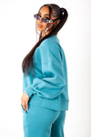 Dusty Teal Cropped Crewneck