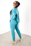 Dusty Teal Cropped Crewneck