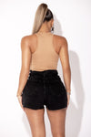 Black Wash Denim Shorts