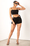 Black Cut Out Hip Short & Bra Set