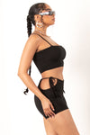 Black Cut Out Hip Short & Bra Set