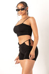 Black Cut Out Hip Short & Bra Set