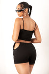 Black Cut Out Hip Short & Bra Set