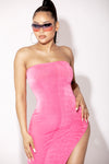 Pink Full Length Tube Top Dress