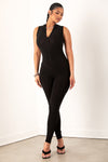 Black Zip Up Sleeveless Jumpsuit