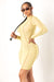 Yellow Long Sleeve Mesh Mini Dress