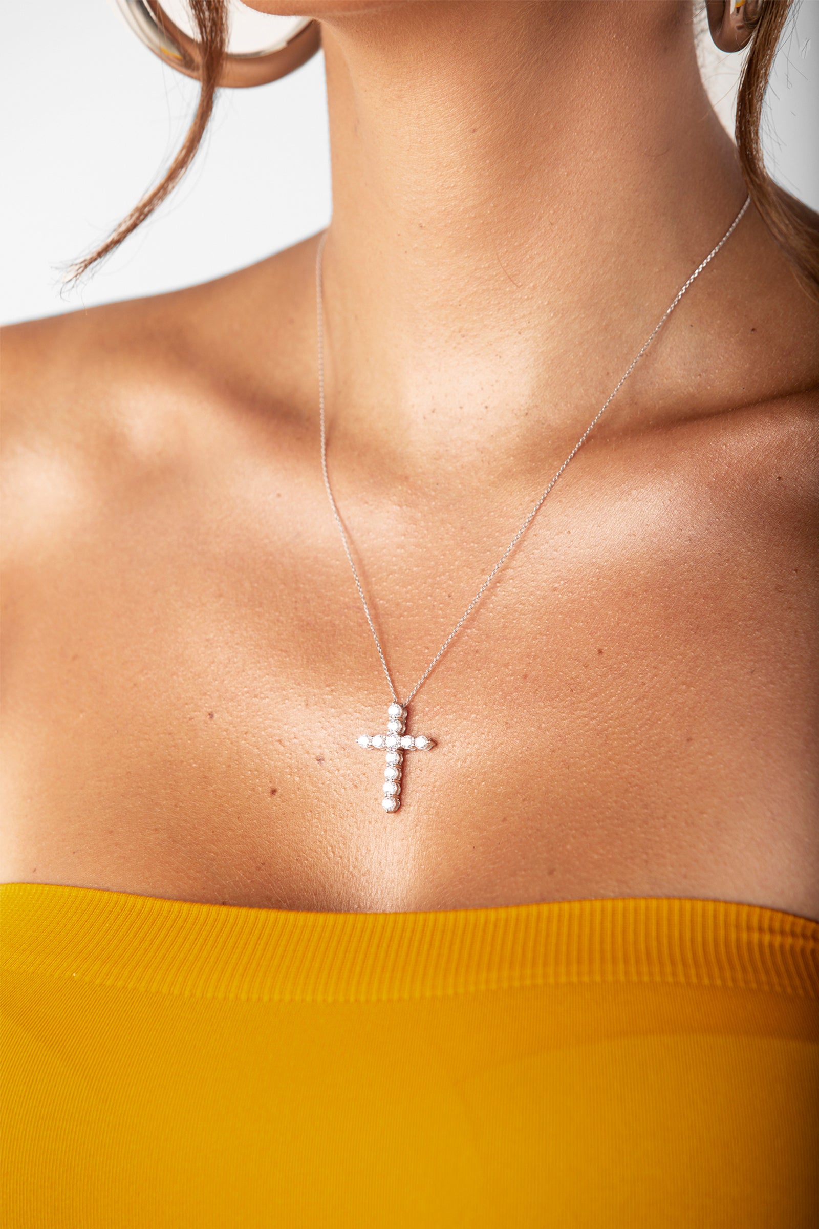 Diamond Cross Chain Silver