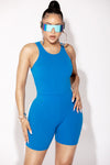 Blue Ribbed Biker Shorts