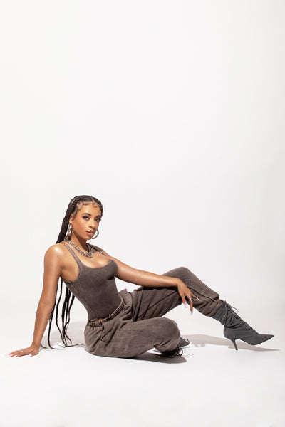 Grey Washed Tank Bodysuit