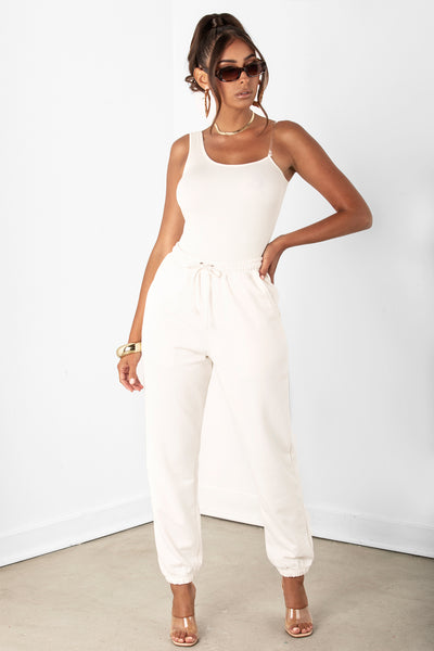 Ivory Cotton Jogger Pants