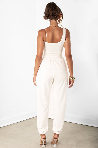 Ivory Cotton Jogger Pants