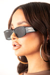 Black Gold Double Line Retro Frame Sunglasses