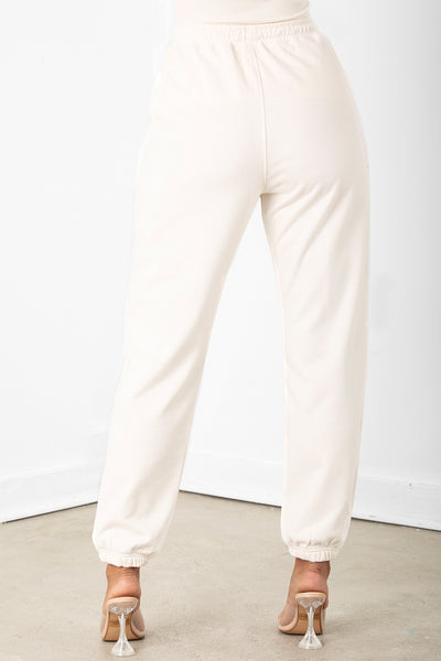 Ivory Cotton Jogger Pants