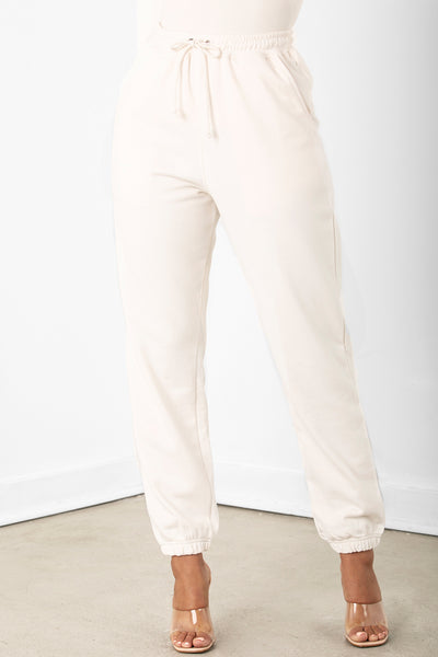 Ivory Cotton Jogger Pants