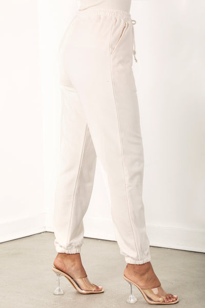Ivory Cotton Jogger Pants
