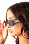 Black Silver Double Line Retro Frame Sunglasses