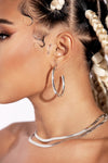 Silver Oval Hoop Earring