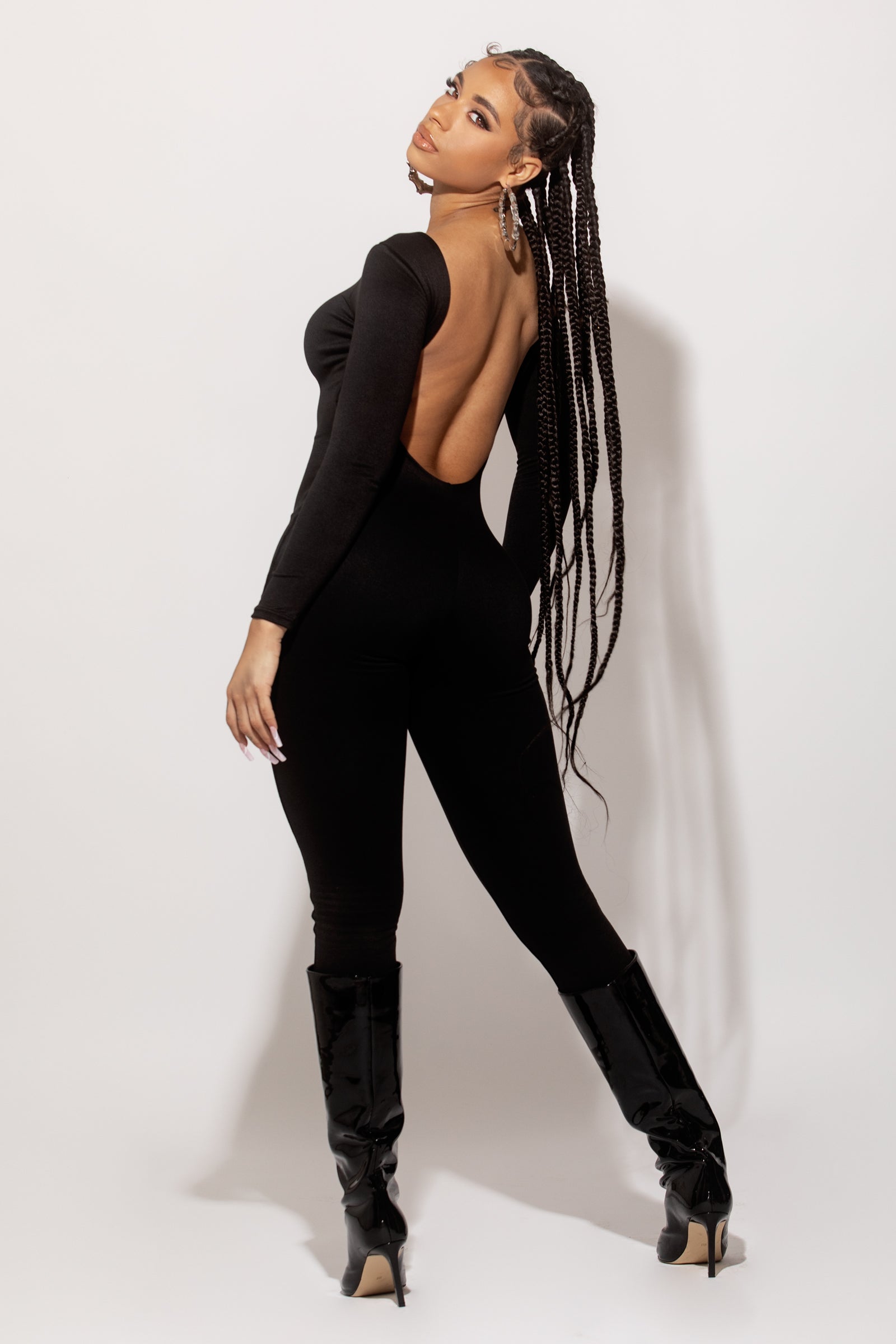 Black Deep Back Jumpsuit