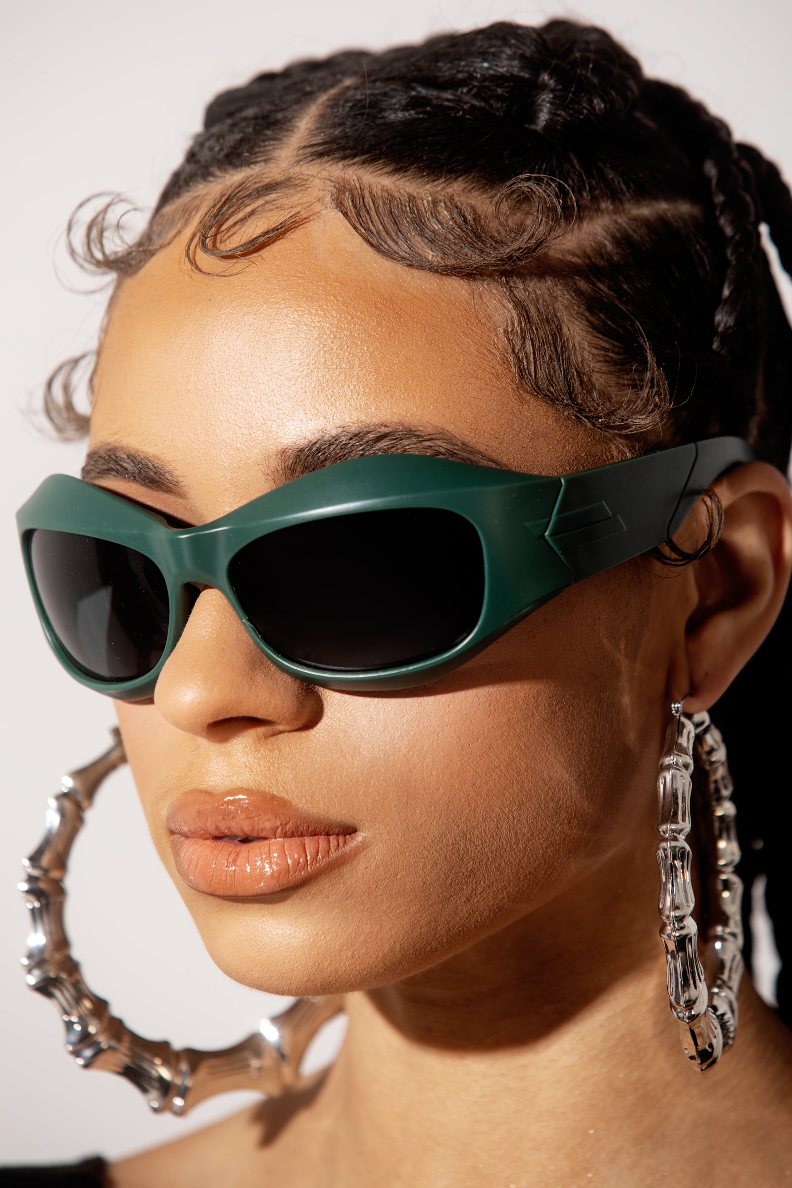 Oversized Sport Goggle Sunglasses Green