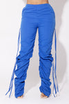 Dusty Blue Cutout Drawstring Cargo Pants