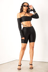 V Hem Spandex Biker Shorts