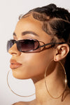 Black Modern Rimless Rectangle Sunglasses