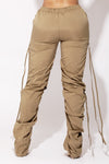 Khaki Cutout Drawstring Cargo Pants