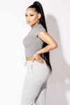 Heather Grey Basic Short Sleeve Crop
