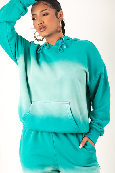 Sorella Sea Foam Green Acid Wash Hoodie