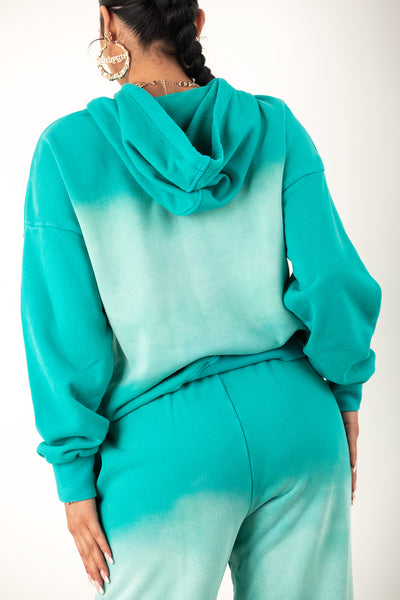 Sorella Sea Foam Green Acid Wash Hoodie