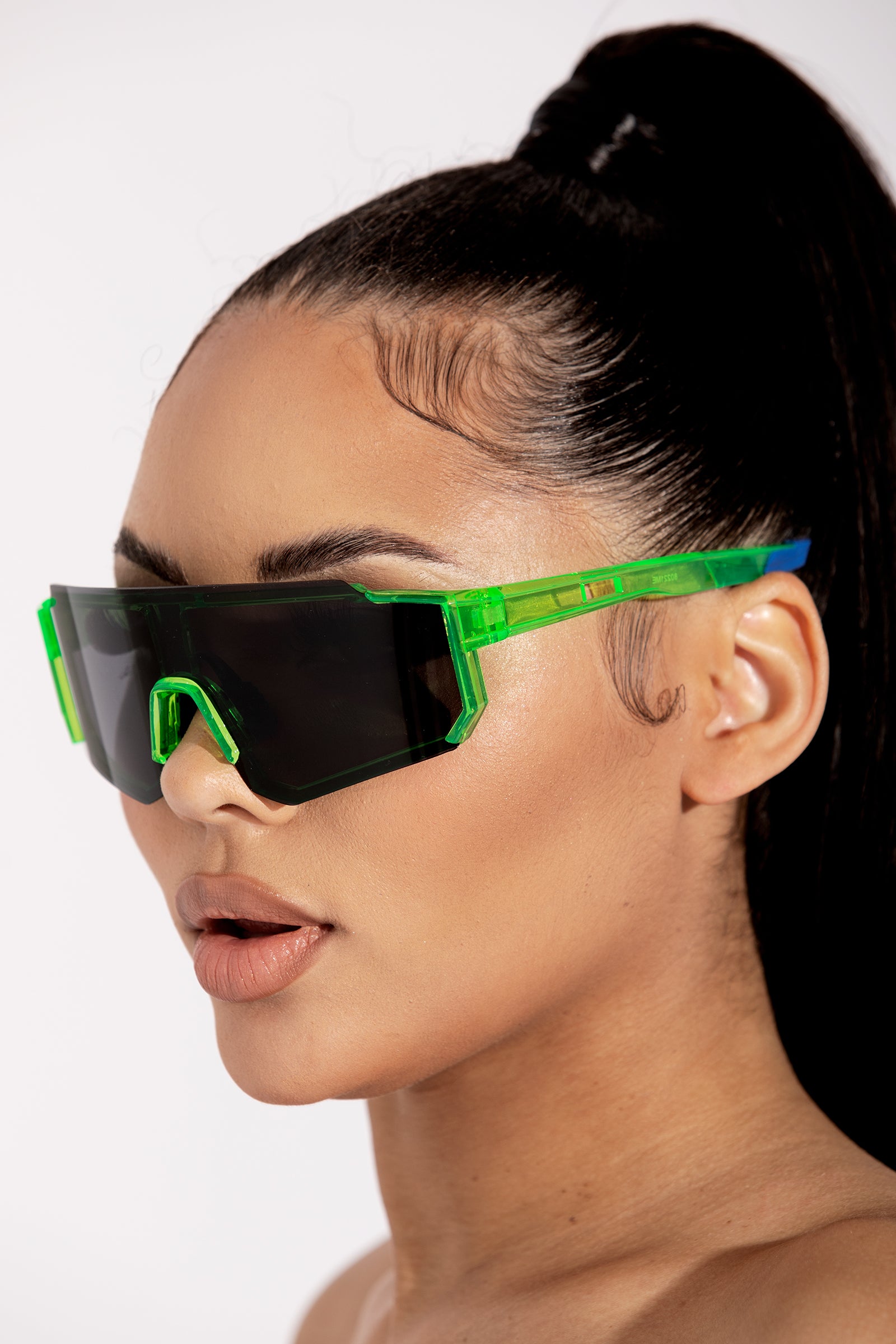 Green Futuristic Shielded Sunglasses