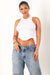 White Curve Hem Crewneck Tank