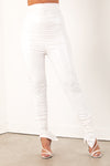 White Leather Ruched Pants