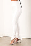White Leather Ruched Pants