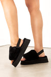 Black Platform Puff Slipper