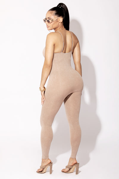 Mocha Vintage Washed Seamless Jumpsuit