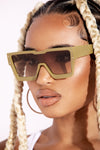 Green Square Retro Lens Sunglasses