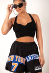 Black Ribbed Racerback Center Cut Crop Tank