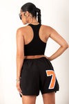 Black Ribbed Racerback Center Cut Crop Tank