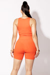 Orange Ribbed Biker Shorts
