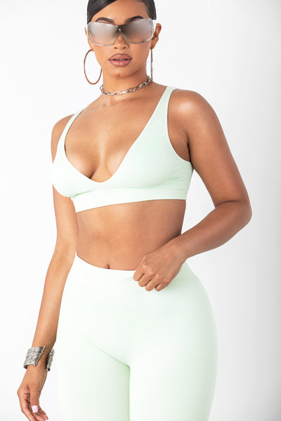 Mint Seamless Deep Neck Bralette