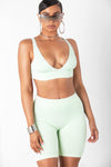 Mint Seamless Deep Neck Bralette