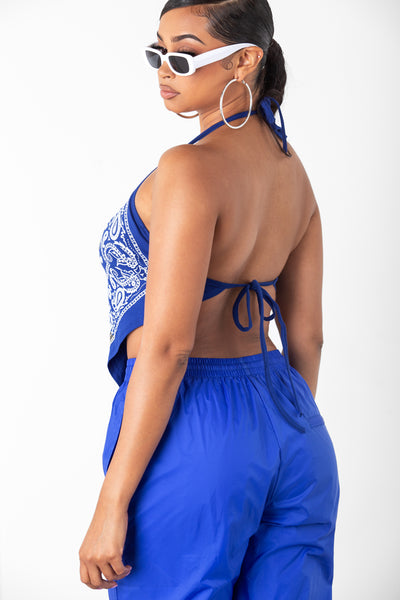 Blue Bandana Halter Top