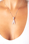 Silver Mini A Diamond Baguette Necklace