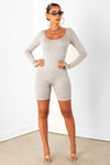 Grey Long Sleeve Unitard