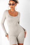 Grey Long Sleeve Unitard