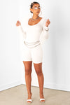 White Long Sleeve Unitard