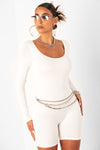 White Long Sleeve Unitard